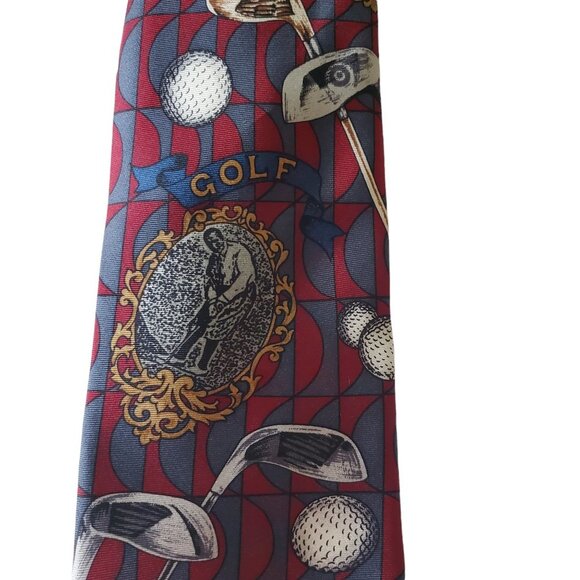 American Sports Classics Golf Theme 100% Silk Neck Tie Made in USA - Picture 4 of 7